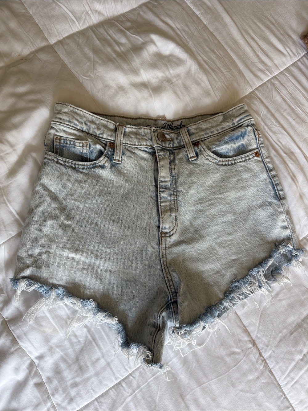 Universal Thread Light Blue High-Rise Frayed Hem Denim Shorts